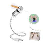 Gienslru Ventilateur USB avec Horloge LED, Affichage de Température en Temps Réel, Col de Cygne Flexible 360°, Portable pour Ordinateur, Bureau et Voyage (1set)