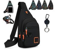 Gienslru Waterproof Multi-pocket Crossbody Sling Bag for Travel & Everyday Use (Black)