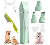 Gienslru Wellichor Pet Grooming Kit - Pro, 4 in 1 Cordless Electric Trimmer Low Noise USB Pet Clippers for Dogs Cat, Grooming Paws, Eyes, Ears, Face,Matted Hair (Green)