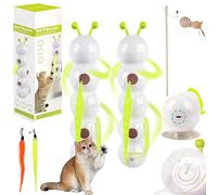 Gienslru Whirlie Happy Luna Lot de 2 jouets pour chat en plastique ABS à mouvement intelligent avec motif ver pour les garder occupés, heureux et en mouvement