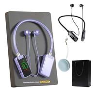 Gienslru Wireless Sound Card Live Streaming Earphones, Wireless Sound Card Live Broadcasting and Audio Editing Earphones, Waterproof Sound Card Live Tuning Headphones with Display (Purple)