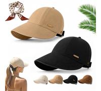 Gienslru Women's Wide Brim Sun Visor Hat, UPF 50+ Adjustable Foldable (C-1)