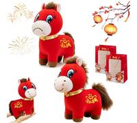 Gienslru Year of The Horse 2026 Plush, 7.87 inch Funny Smiling/Crying Horse Plushie Figurine, Lucky Chinese Lunar New Year Mascot Zodiac Ornament, Chinese New Years 2026 for Home Decor (Mix,11.81in)