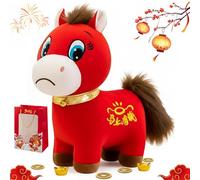 Gienslru Year of The Horse 2026 Plush, 7.87 inch Funny Smiling/Crying Horse Plushie Figurine, Lucky Chinese Lunar New Year Mascot Zodiac Ornament, Chinese New Years 2026 for Home Decor (Sad,11.81in)