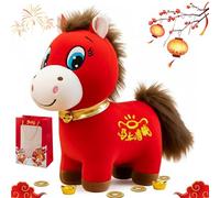 Gienslru Year of The Horse 2026 Plush, 7.87 inch Funny Smiling/Crying Horse Plushie Figurine, Lucky Chinese Lunar New Year Mascot Zodiac Ornament, Chinese New Years 2026 for Home Decor (Smile,7.87in)