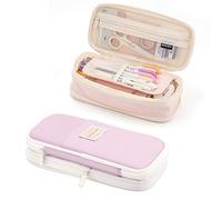 Gienxias Trousse Scolaire, Crayons Grande Capacité Multifonction, Sac à Crayons école, Rousse à Crayons, Papeterie Organisateur pour Stylos Maquillage collégiens Fille Garçon Adulte (Rose)