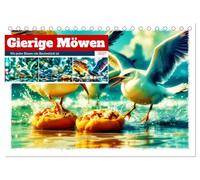 Gierige Möwen (Tischkalender 2027 DIN A5 quer), CALVENDO Monatskalender: Unsere Möwen stehen für ungezähmte Energie, schwarzen Humor und den Mut, gegen den Wind zu fliegen.