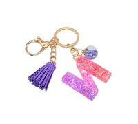 Gierzijia Joli porte-clés en résine rose violet A-Z avec pampille, lettre initiale, accessoires de sac, N, taille unique