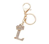 Gierzijia Porte-clés en alliage de strass de l'alphabet de A à Z avec couronne, porte-clés en forme de lettre initiale pour cadeaux, sac à main, sac à main, l, taille unique