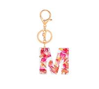 Gierzijia Porte-clés en résine avec fleur et lettre initiale de l'alphabet de A à Z transparente pour femme, accessoires d'anneau de clés et de sac, M, taille unique