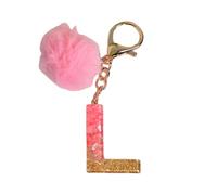 Gierzijia Porte-clés en résine avec lettre initiale de l'alphabet de A à Z en feuille d'or rose pour femme, accessoire de sac, l, taille unique