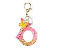 Gierzijia Porte-clés en résine avec motif papillon et pampilles de l'alphabet de A à Z pour femme, lettre initiale, accessoires de sac, o, taille unique