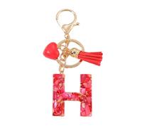Gierzijia Porte-clés en résine avec pendentif lettre de l'alphabet de A à Z et pierre rouge, H, taille unique