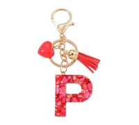 Gierzijia Porte-clés en résine avec pendentif lettre de l'alphabet de A à Z et pierre rouge, P, taille unique