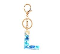 Gierzijia Porte-clés en résine bleue avec pierre de l'alphabet de A à Z pour femme, lettre initiale, accessoires de sac, l, taille unique