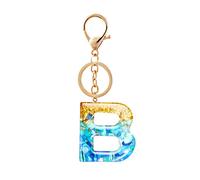 Gierzijia Porte-clés en résine bleue avec pierre de l'alphabet de A à Z pour femme, lettre initiale, accessoires de sac, b, taille unique