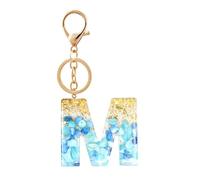 Gierzijia Porte-clés en résine bleue avec pierre de l'alphabet de A à Z pour femme, lettre initiale, accessoires de sac, m, taille unique