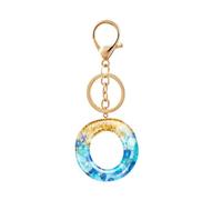 Gierzijia Porte-clés en résine bleue avec pierre de l'alphabet de A à Z pour femme, lettre initiale, accessoires de sac, o, taille unique