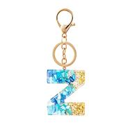 Gierzijia Porte-clés en résine bleue avec pierre de l'alphabet de A à Z pour femme, lettre initiale, accessoires de sac, Z., taille unique