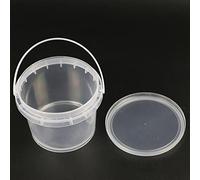 Gierzijia Seau de rangement transparent avec couvercle, boîte de rangement ronde en plastique avec poignée, idéal pour les fêtes, la décoration et les projets de bricolage (capacité : 0,5 l)