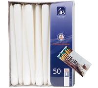 Gies 205-339000-10 Lot de 50 Bougies chandelles Blanc 245 x 23,5 mm