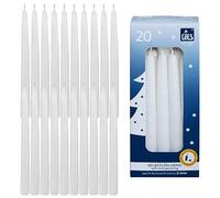GIES Lot de 20 bougies blanches - En cire auto-extinguible - 12,4 cm x 1,2 cm - Bougies de Noël, pyramides, qualité trempée à la main