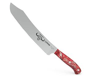 Giesser depuis 1776 - fabriqué en Allemagne - couteau à pain 25 cm Red Diamond, PremiumCut Wave No 1, dentelé, acrylique, rouge, inoxydable, couteau à griller allemand tranchant