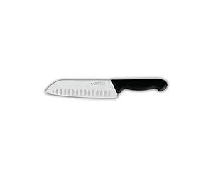 Giesser depuis 1776 - fabriqué en Allemagne - Santoku noir, Basic Black, lame 18 cm, longues coquilles Saint-Jacques, antidérapant, couteau de chef japonais lavable au lave-vaisselle, inoxydable