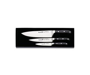 Giesser depuis 1776 - fabriqué en Allemagne - set de couteaux 3 pièces, résistant à la chaleur, noir, set de couteaux de cuisine, forgé, inoxydable, set de couteaux allemands tranchants
