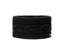 GIESSWEIN Bandeau Stirnberg noir ONE SIZE - bandeau noble pour dame, bandeau en laine mérinos, cache-oreilles en tissu tricoté, chapeau chaud avec doublure polaire, tricoté avec motif câble