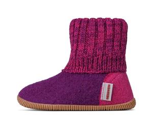 GIESSWEIN Chaussures de hutte Wildpoldsried Enfants veilchen 34 - Chaussons Hauts Unisexes pour Enfants, Pantoufles en Feutre Chaud pour Filles et garçons, Semelle en Caoutchouc Solide