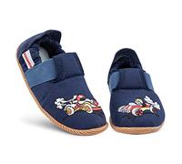 Giesswein Hausschuh Schulendorf - Slim Fit Bleu foncé 25 - Chaussures pour garçons avec élastique, Chaussures pour Apprendre à Marcher avec Semelle antidérapante, Pantoufles en Coton pour Enfants