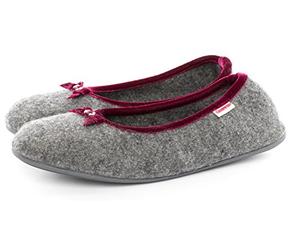 Giesswein Pantoufle Hohenau Gris 36 - Pantoufles fermées pour Femmes au Design de Ballerine | Chaussons en Feutre Chaud 100% Laine | Chaussures en Feutre léger