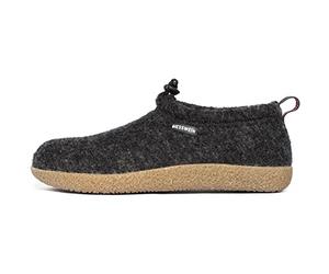 Giesswein Pantoufles Vent Anthracite 41 - Chaussons fermées en Feutre pour Femmes et Hommes, Mules Chaudes avec voûte Plantaire Amovible