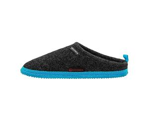 Giesswein Woolpops Anthracite/Turquoise 37 - Pantoufles pour Femmes et Hommes, Chaussons en Feutre Unisexes, Mules avec Semelle antidérapante en Caoutchouc Naturel