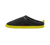 Giesswein Woolpops Anthracite/Citron Vert 45 - Pantoufles pour Femmes et Hommes, Chaussons en Feutre Unisexes, Mules avec Semelle antidérapante en Caoutchouc Naturel