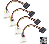 GifBasg Lot de 4 Adaptateurs 15 cm Câble d’Alimentation Molex vers SATA 4 Broches, Convertisseur LP4 vers SATA pour HDD SSD Lecteur DVD PC Alimentation ATX