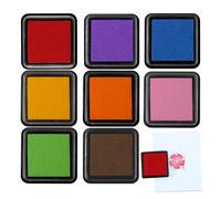 GifBasg Lot de 8 Tampons Encreurs Colorés 3x3 cm Encre à Base d’Eau Non Toxique et sans Acide Tampons Enfants et Adultes pour Scrapbooking, Bricolage et Loisirs Créatifs
