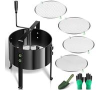 Gifeerory Kit de tamis rotatif pour sol de jardin, tamis à compost en acier amélioré avec 4 tailles de maille (3/6/9/12 mm) - Comprend une pelle et des gants, une grande énigme de terre pour sol et