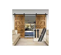 GIFSIN 10FT/305cm Kit de Quincaillerie Porte Coulissante Porte de Grange Coulissante Double Porte Suspendue en Bois