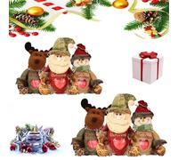 Gift Bags Christmas Zipper Design, Flax Fabric Christmas Apples Bags Zipper Reusable, for Festival and Holiday Gifts (2 Set)