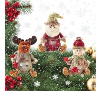 Gift Bags Zipper Design,Reusable Christmas Bags with Santa Snowman Style,Fabric Doll Bags for Presents Candy Fruit and Festival (3Pcs)