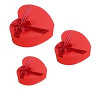 Gift Boutique Lot de 3 boîtes cadeaux en forme de cœur avec fenêtre et nœuds sur couvercles Rose