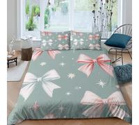Gift bows Housse de Couette Hypoallergique 3 pièces Imprimé en 3D Confortable Festive motif de design Linge de Lit avec 2 Taies d'oreiller Super Douce for Adulte Enfants Filles Single（140x200cm）