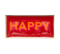 Gift Company Assiette en Verre Love Plates Happy L, Assiette décorative, Bol, Rouge, 10 x 21 cm
