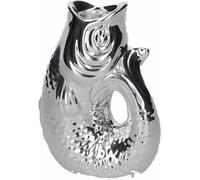 Gift Company Kerzenhalter Monsieur Carafon XS, Kerzenständer in Fisch-Form, Steingut, Silber, H 12.7 cm, 1055302022