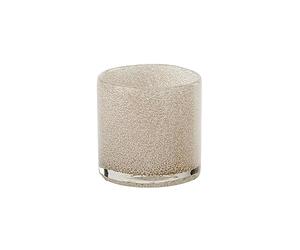 Gift Company Linen Photophore Glitter Bubbles Porte-Bougie à Chauffe-Plat Verre Beige Clair H10cm