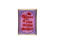 Gift Company Love Plates Assiette en verre Motif Kisses if You Do The Dishes Rose/Violet Taille M