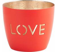 Gift Company Madras Love M, photophore, porte-bougie, fer, rouge néon, or, 8.5 cm, 1092004083