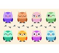 Gift Company Paillasson Coco Motif Chouettes Multicolore, 75 x 2 x 45 cm